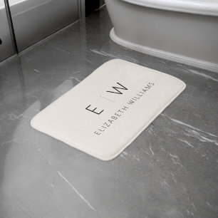 Neutral Elegant Moderner Minimalistischer Monogram Badematte