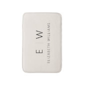 Neutral Elegant Moderner Minimalistischer Monogram Badematte (Vorderseite Vertikal)