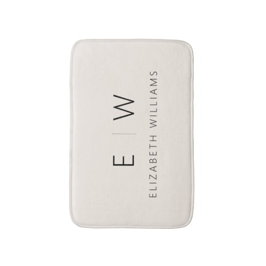 Neutral Elegant Moderner Minimalistischer Monogram Badematte (Vorderseite Vertikal)