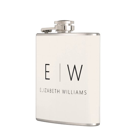 Neutral Elegant Moderner Minimalistischer Monogram Flachmann (Links)