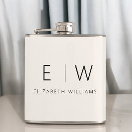 Neutral Elegant Moderner Minimalistischer Monogram Flachmann