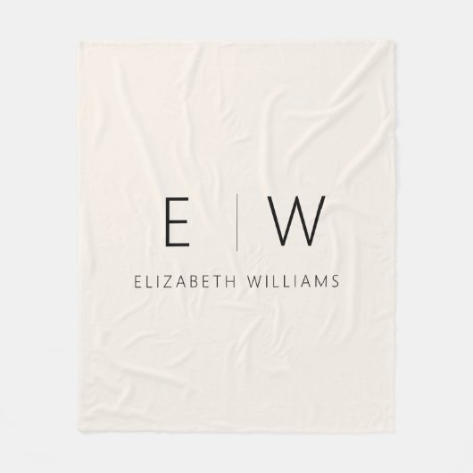 Neutral Elegant Moderner Minimalistischer Monogram Fleecedecke (Vorderseite)