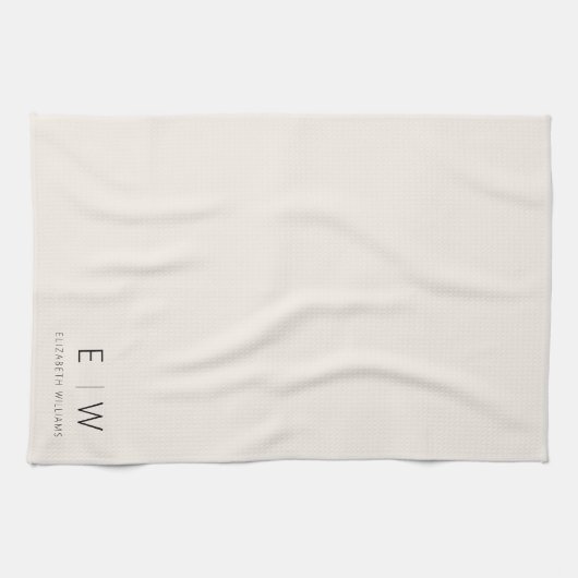 Neutral Elegant Moderner Minimalistischer Monogram Geschirrtuch (Horizontal)