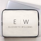 Neutral Elegant Moderner Minimalistischer Monogram Laptopschutzhülle