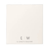 Neutral Elegant Moderner Minimalistischer Monogram Notizblock (Vorderseite)
