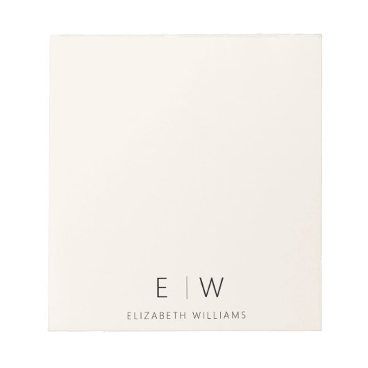 Neutral Elegant Moderner Minimalistischer Monogram Notizblock (Vorderseite)
