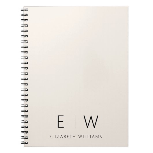 Neutral Elegant Moderner Minimalistischer Monogram Notizblock (Vorderseite)
