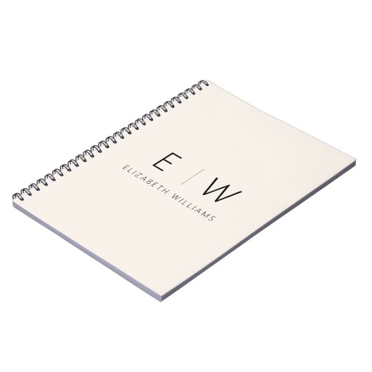 Neutral Elegant Moderner Minimalistischer Monogram Notizblock (Linke Seite)