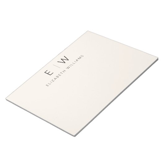 Neutral Elegant Moderner Minimalistischer Monogram Notizblock (angewinkelt)