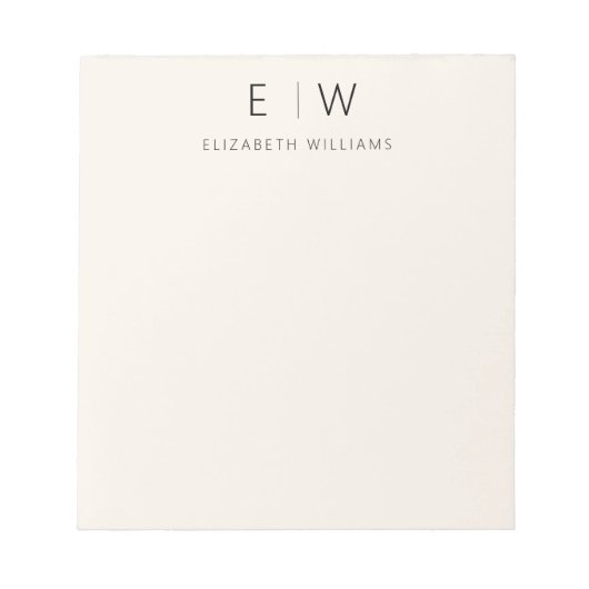 Neutral Elegant Moderner Minimalistischer Monogram Notizblock (Vorderseite)