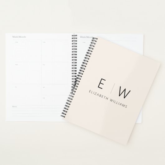 Neutral Elegant Moderner Minimalistischer Monogram Planer (Anzeige)