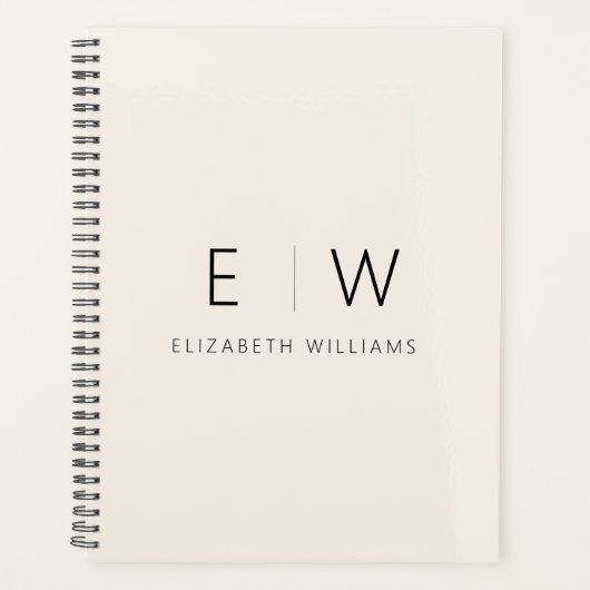 Neutral Elegant Moderner Minimalistischer Monogram Planer (Vorderseite)