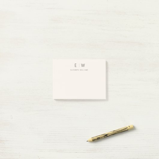 Neutral Elegant Moderner Minimalistischer Monogram Post-it Klebezettel (Auf Schreibtisch)