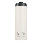 Neutral Elegant Moderner Minimalistischer Monogram Thermosbecher (Vorderseite)