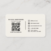 Neutral Esthetician Skincare QR Code Professional Visitenkarte (Rückseite)