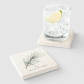 Neutral Evergreen Weihnachtsfeiertag Steinuntersetzer (Seitenansicht)