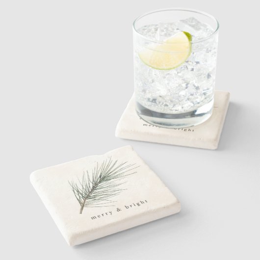 Neutral Evergreen Weihnachtsfeiertag Steinuntersetzer (Seitenansicht)