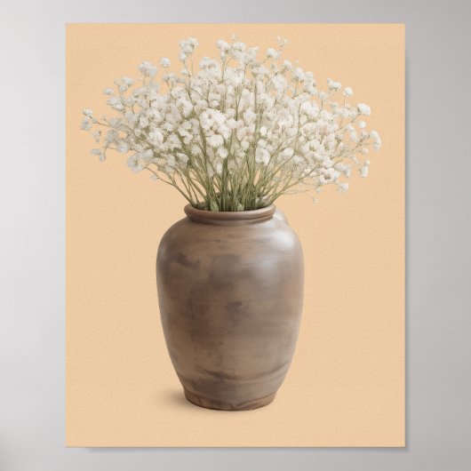  Neutral Farmhouse Art Baby’s Breath Frame Ready  Poster (Vorne)