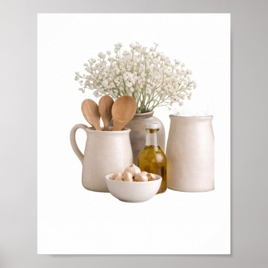  Neutral Farmhouse Kitchen Still Life Frame Ready  Poster (Vorne)