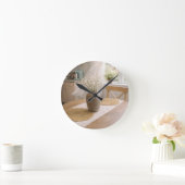 Neutral Farmhouse Wildflower Kitchen Wall Clock Runde Wanduhr (Zuhause)