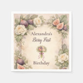 Neutral Fig Floral 1st Birthday Serviette (Vorderseite)