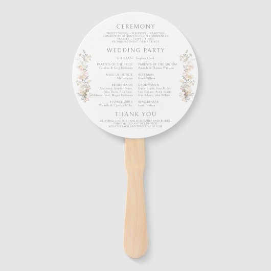 Neutral Floral Blush Monogram Wedding Program Fächer (Rückseite)
