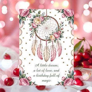 Neutral Floral Bohemian Birthday Karte