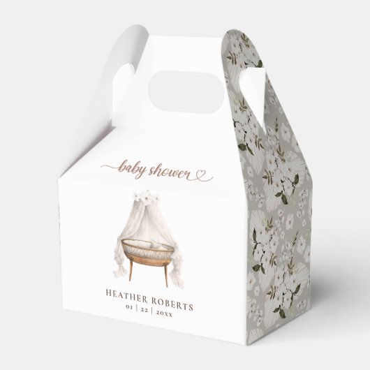 Neutral Floral Boho Baby Shower Fevor Box Geschenkschachtel (Vorderseite)