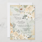 Neutral-Floral-Script-Hochzeit Einladung (Vorderseite)