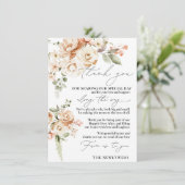 Neutral Floral Wedding Danke Platzkarte Menükarte (Stehend Vorderseite)