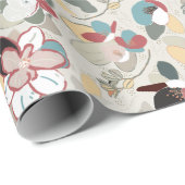 Neutral Floral Winter Magnolia Geschenkpapier (Rolleneckpunkt)
