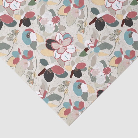 Neutral Floral Winter Magnolia Seidenpapier (Ausschnitt)