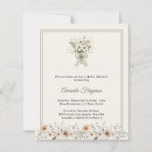 Neutral florals green ivory Baby Shower invitation (Vorderseite)