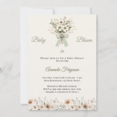 Neutral florals green ivory bloom Baby Shower Einladung (Vorderseite)