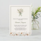 Neutral florals green ivory Bridal Shower Einladung (Stehend Vorderseite)