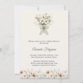 Neutral florals green ivory summer Baby Shower Einladung (Vorderseite)