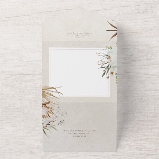 Neutral gebohrte Boho Blütencreme All In One Einladung (Außenbereich)