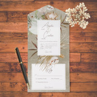 Neutral gebohrter Boho Floral Frame Sage No Dinner