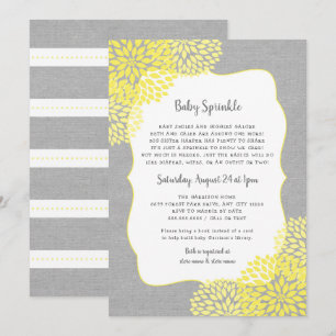 Neutral Gender Baby Sprinkle einladen, gelb grau Einladung