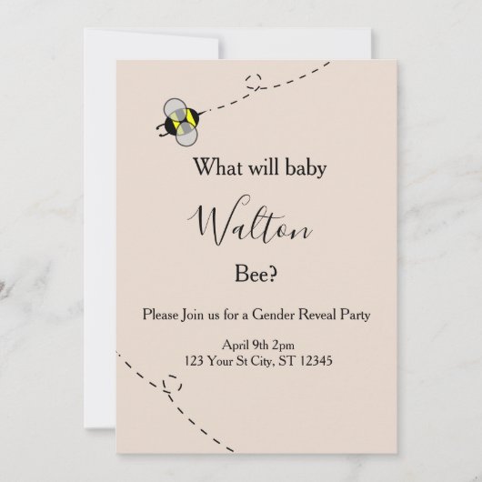 Neutral Gender Reveal Invitations Bee Themed Einladung (Vorderseite)