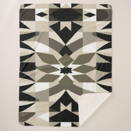 Neutral Geometric Throw Blanket for Modern Living  Sherpadecke