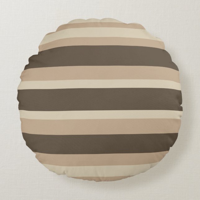 Neutral gestreift  rundes kissen (Vorderseite)