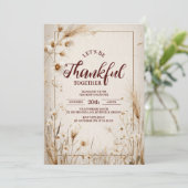 Neutral getrocknete Wildblume Erntedank Einladung (Stehend Vorderseite)
