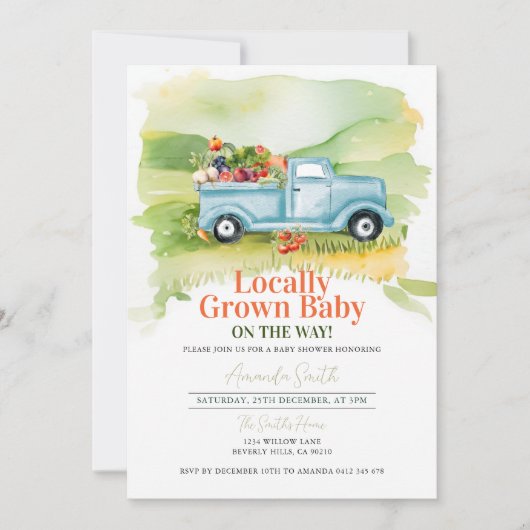 Neutral gezüchtete Lkw-Babydusche Einladung (Vorderseite)