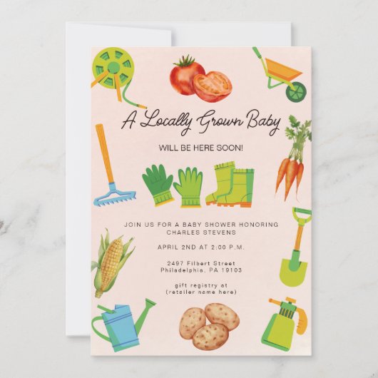 Neutral gezüchteter Gemüsegarten Einladung (Vorderseite)