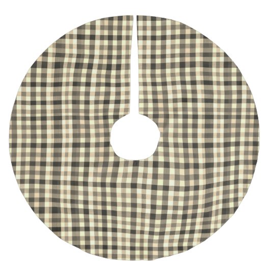 Neutral Gingham Beige Brown Checkerboard Classic Polyester Weihnachtsbaumdecke (Vorderseite)