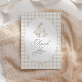 Neutral Gingham Silly Goose Baby Shower Dankeskarte