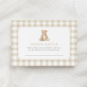 Neutral Gingham Teddy Bear Diaper Raffle Ticket Begleitkarte