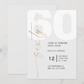 Neutral Gold 60. Geburtstag Einladung (Vorne/Hinten)