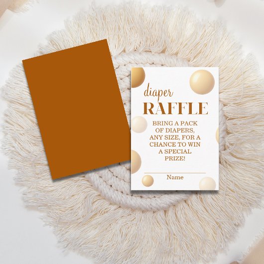 Neutral Gold Balloon Diaper Raffle Baby Shower Begleitkarte
